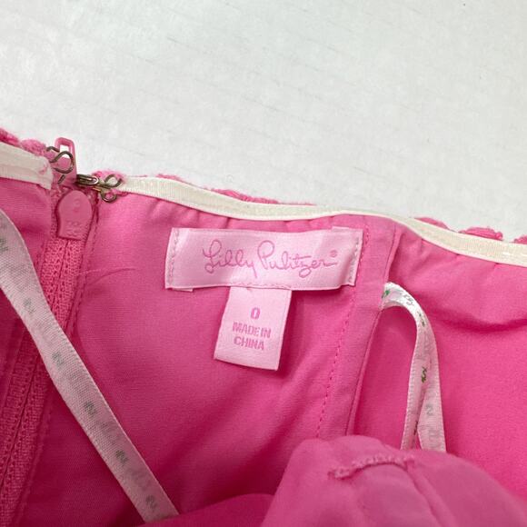 Lilly Pulitzer Bowen Dress Pink Floral Daisy Lace Strapless Size‎ 0 - Picture 10 of 10